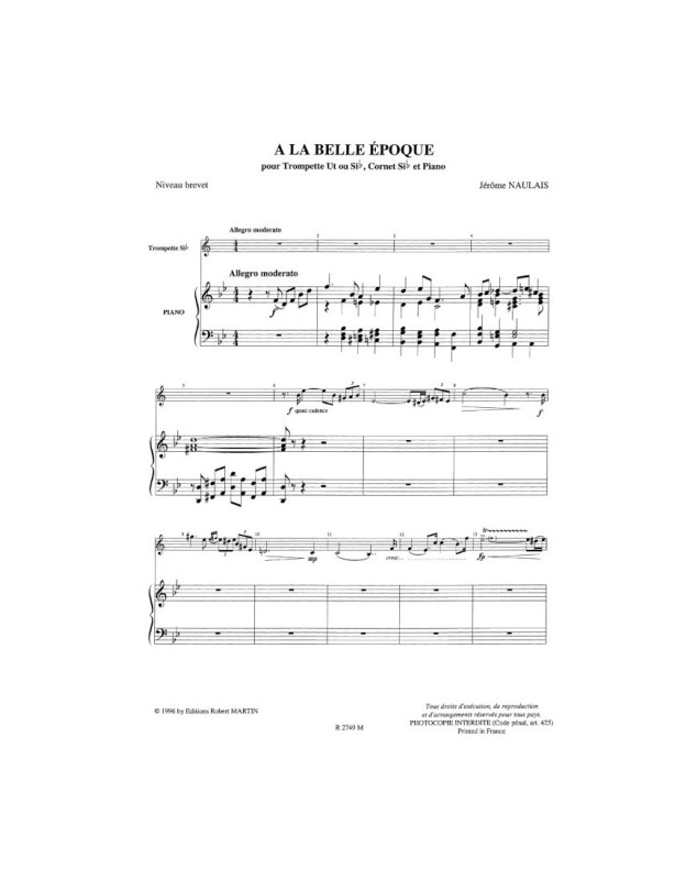 A la Belle époque - Trompette et Piano - Jérôme Naulais - Robert Martin