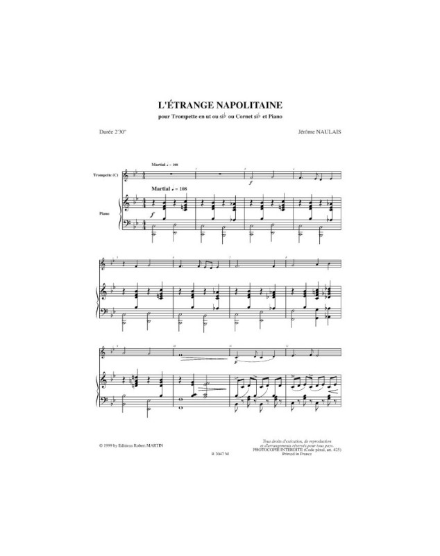L'étrange Napolitaine - Trompette et Piano - Jérôme Naulais