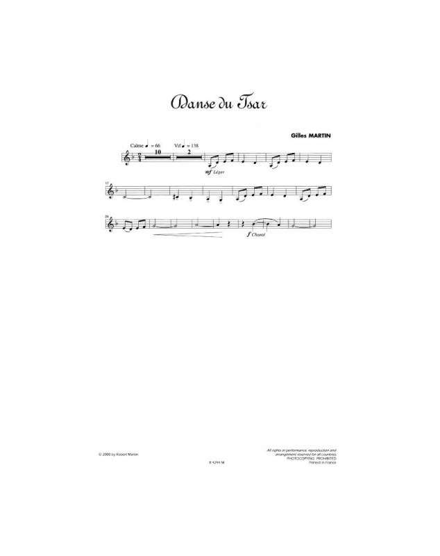 Danse du Tsar - Clarinette et Piano - Gilles Martin - Editions Robert Martin