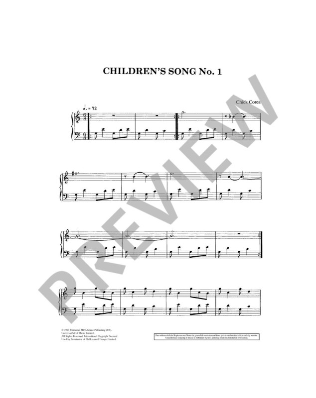 Children's Songs - Piano - Chick Corea - Schott Music