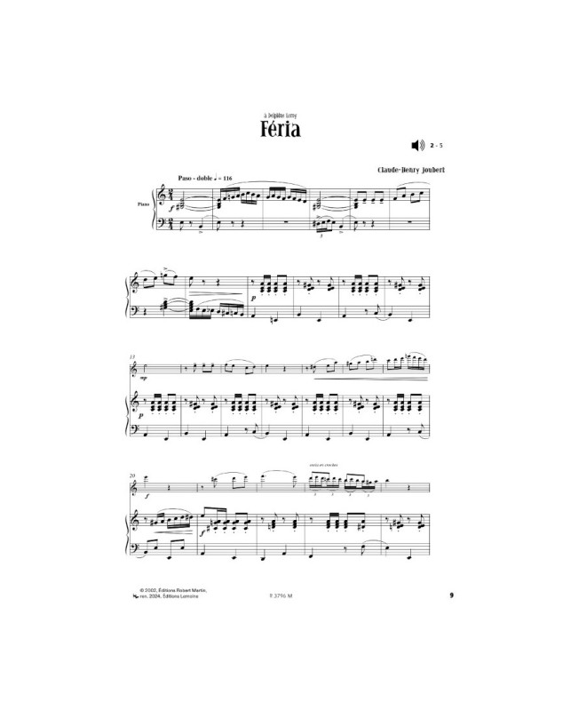 Deux (2) Promenades - Flûte et Piano - Editions Robert Martin