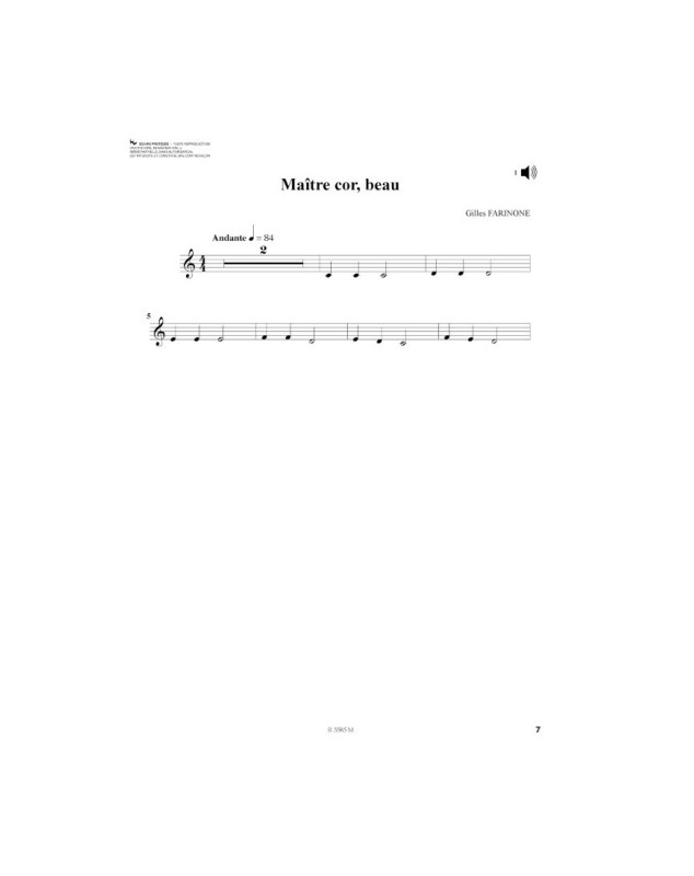 Le Tout Petit Cor Solo - Michel Molinaro - Editions Robert Martin