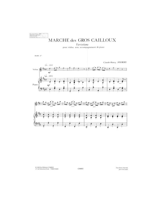 Marche des gros cailloux - Violon et Piano - Claude-Henry Joubert