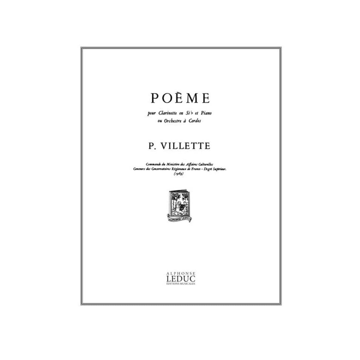Poème - Clarinette et Piano - Pierre Villette - Editions Alphonse Leduc