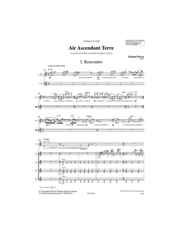 Air ascendant Terre - Flûte et Ensemble de Guitares - Roland Dyens