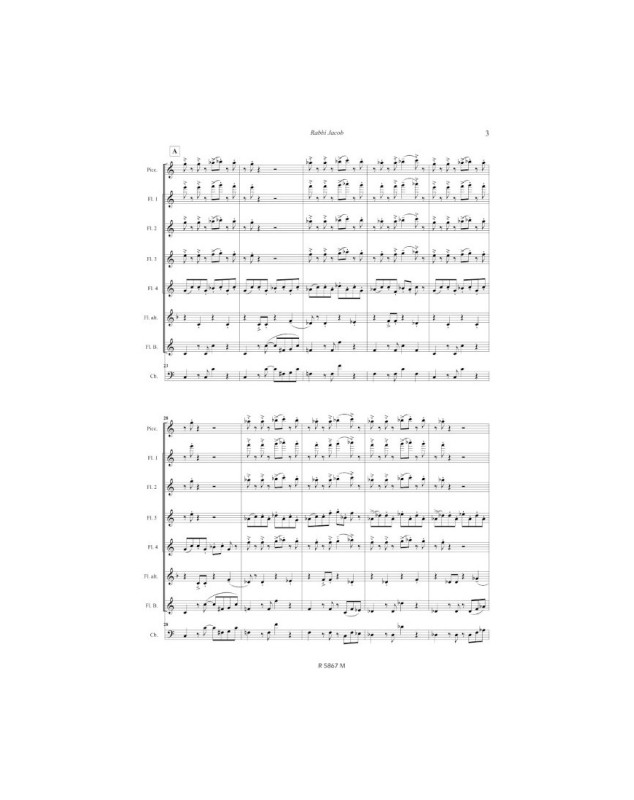 Rabbi Jacob - Partition pour Ensemble de Flûtes - Editions Robert Martin