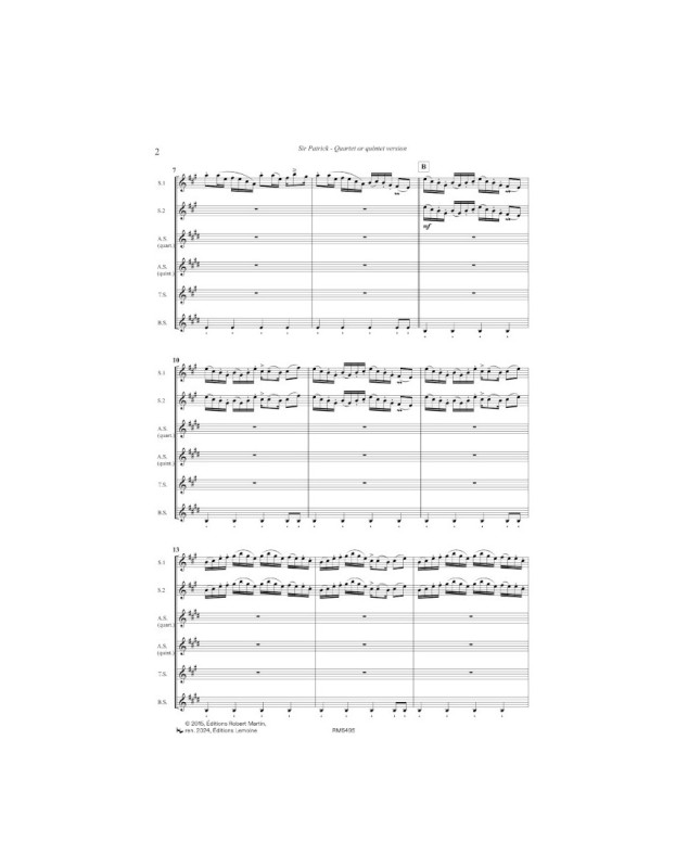 Sir Patrick (4 ou 5 Saxophones) - Philippe Geiss - Robert Martin