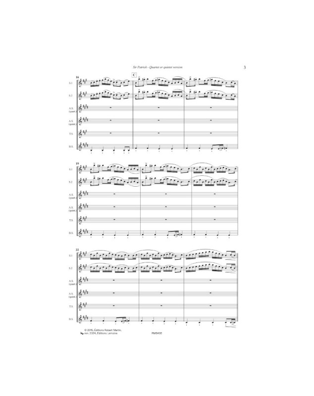 Sir Patrick (4 ou 5 Saxophones) - Philippe Geiss - Robert Martin