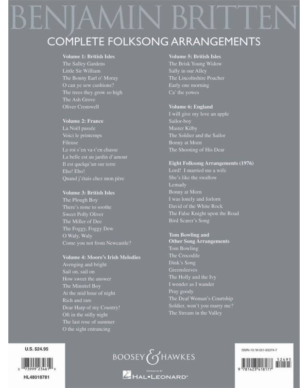 Complete Folksong Arrangements - 61 Songs - Benjamin Britten