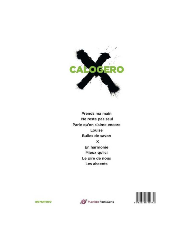 Calogero X (Dix) - Recueil pour Piano, Chant, Guitare