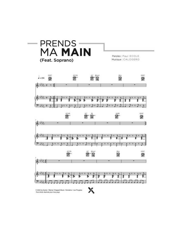 Calogero X (Dix) - Recueil pour Piano, Chant, Guitare