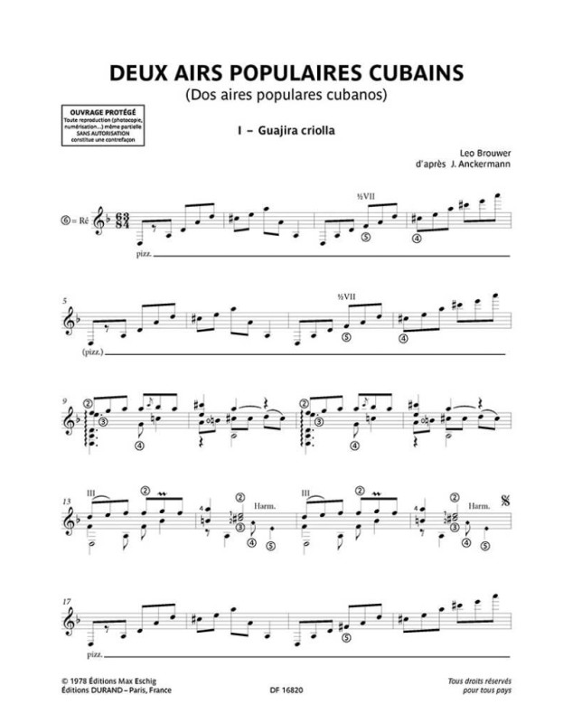 Deux Thèmes Populaires Cubains - Leo Brouwer - Guitare