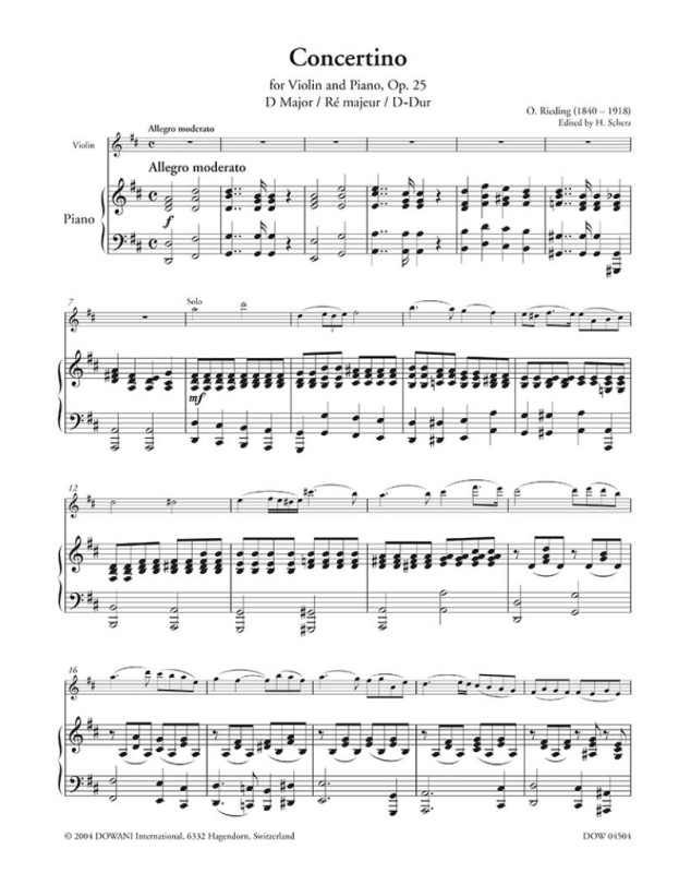 Concertino Op. 25 en ré majeur - Oscar Rieding - Dowani