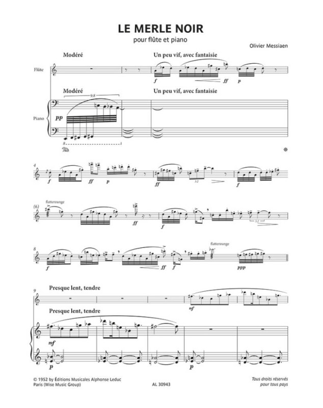 Le Merle Noir - Flute et Piano - Messiaen - Alphonse Leduc