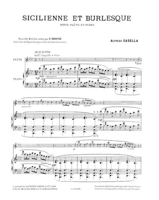 Sicilienne et Burlesque - Flute et Piano - Alfredo Casella - Alphonse Leduc