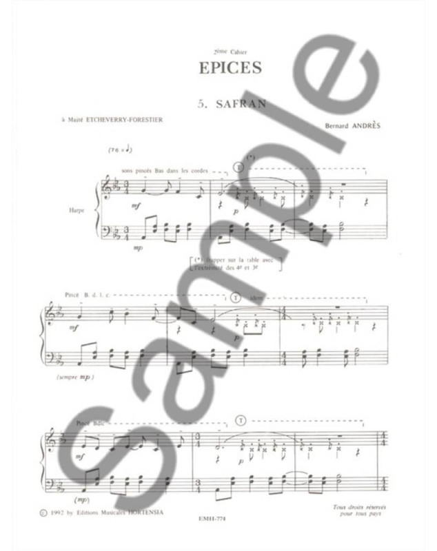 Epices Vol.2 - Bernard Andres - Harpe - Editions Alphonse Leduc