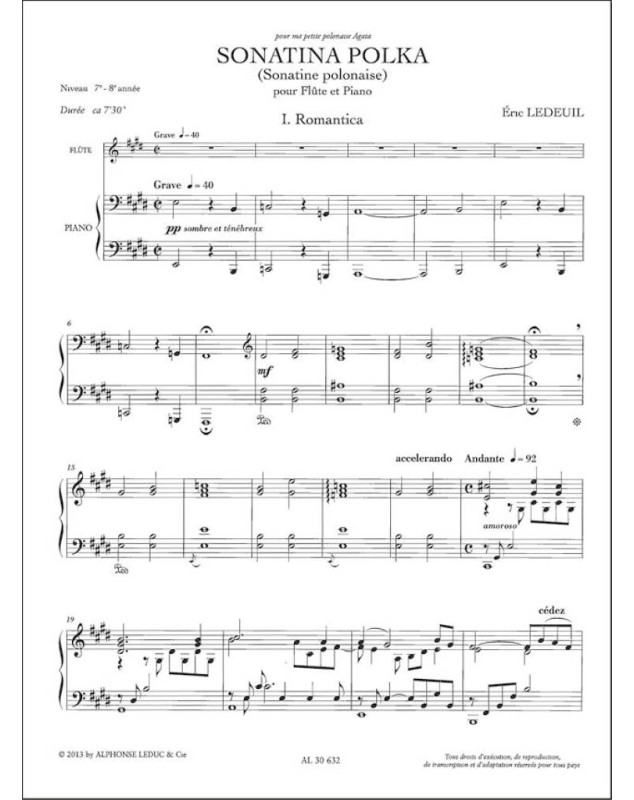 Sonatina Polka - Flûte et Piano - Eric Ledeuil - Alphonse Leduc