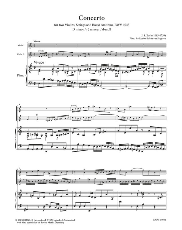 JS Bach : Concerto pour 2 Violons, cordes et BC BWV 1043 - Dowani