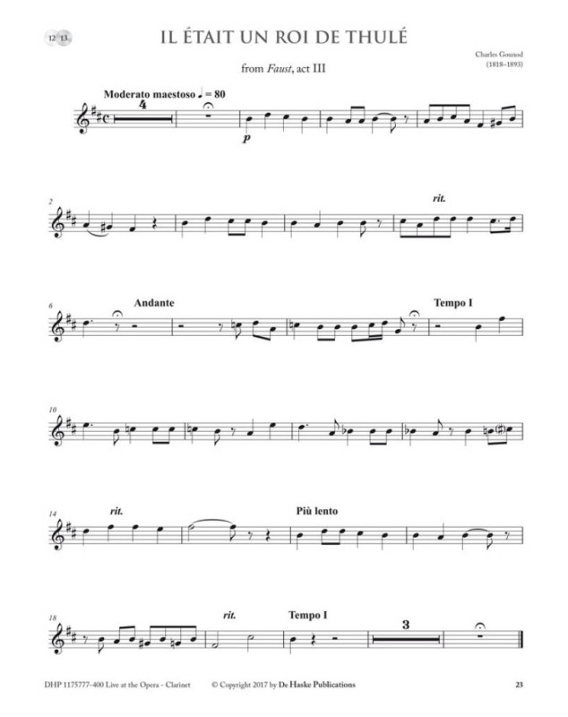 Live at the Opera - Clarinette - Editions De Haske
