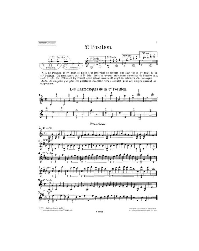 Ecole des positions : 5ème position - Violon - Van de Velde