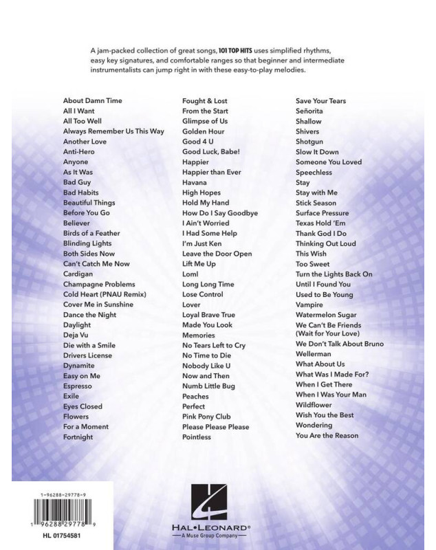 101 Top Hits - Cor - Editions Hal Leonard