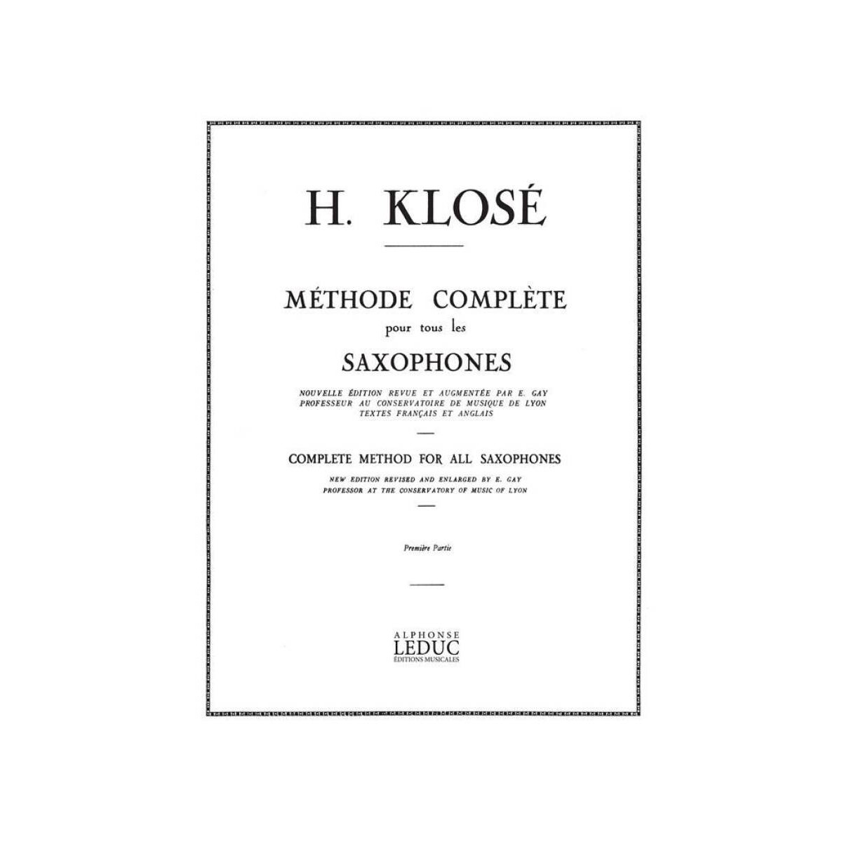 Méthode de Saxophone Vol. 1 - Klosé - Editions Alphonse Leduc