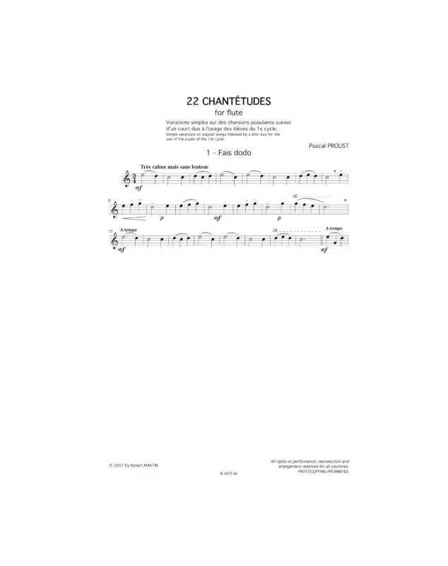 Pascal Proust : 22 Chantetudes pour Flûte