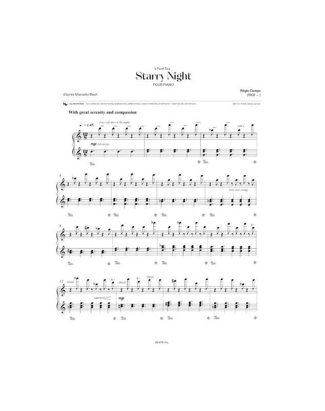 Starry Night - Regis Campo - Piano - Editions Henry Lemoine