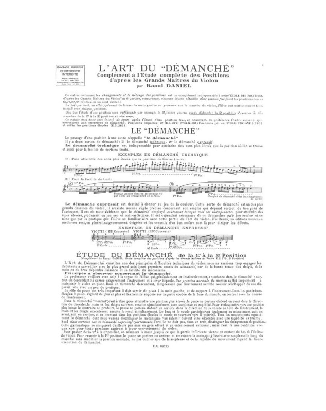 L'Art du démanché - Violon - Raoul Daniel - Editions Combre