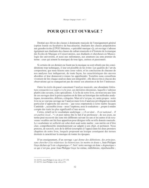Sabine Bérard : Musique langage vivant Vol. 1 : 17è et 18ème siècle