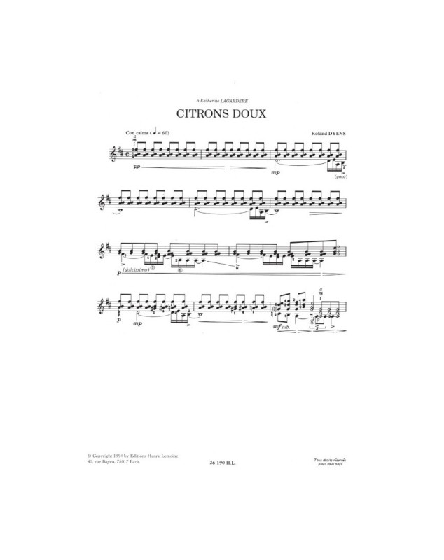 Citrons Doux - Le Quatuor Accorde - Roland Dyens - Guitare