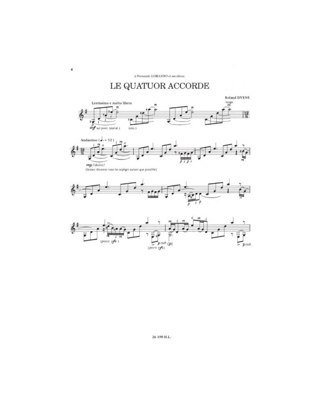 Citrons Doux - Le Quatuor Accorde - Roland Dyens - Guitare