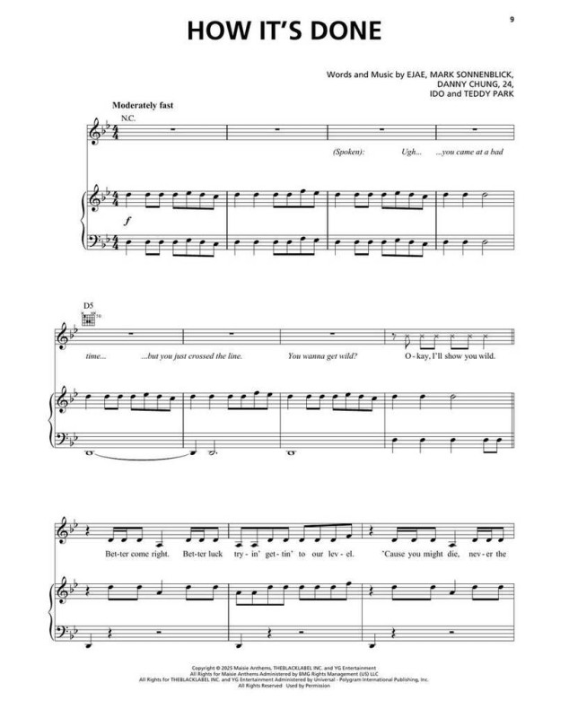 K-Pop Demon Hunters - Recueil pour Piano, Chant et Guitare