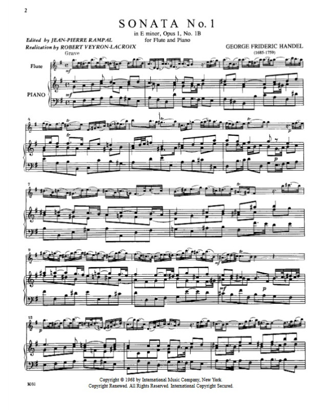 10 Sonate Vol. 1 - Haendel - (Rampal/Veyron/Lacroix)   - Flute et Piano - IMC