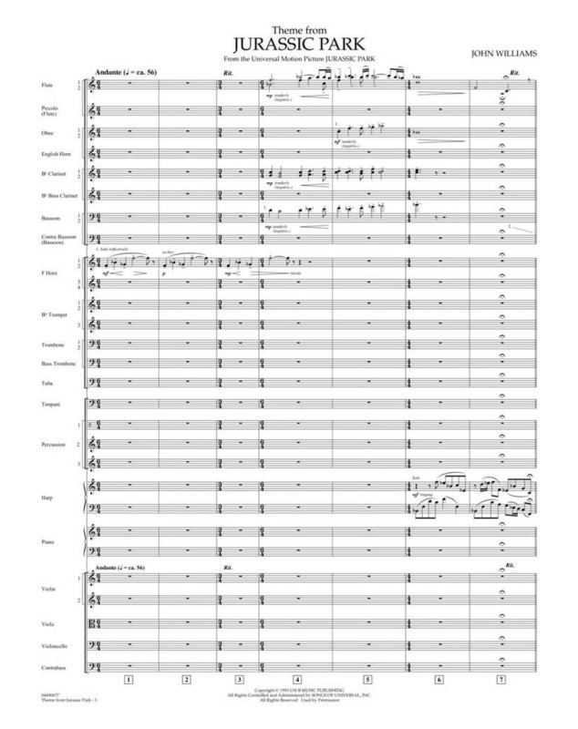 Theme from Jurassic Park - Orchestre Symphonique - Matériel