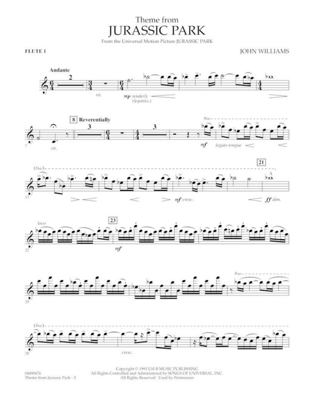 Theme from Jurassic Park - Orchestre Symphonique - Matériel
