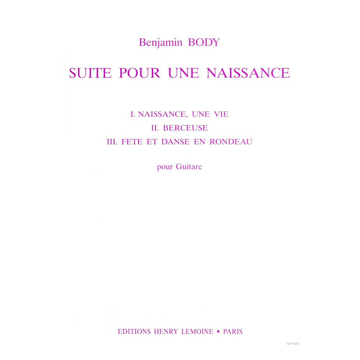 Suite pour une Naissance  - Benjamin Body