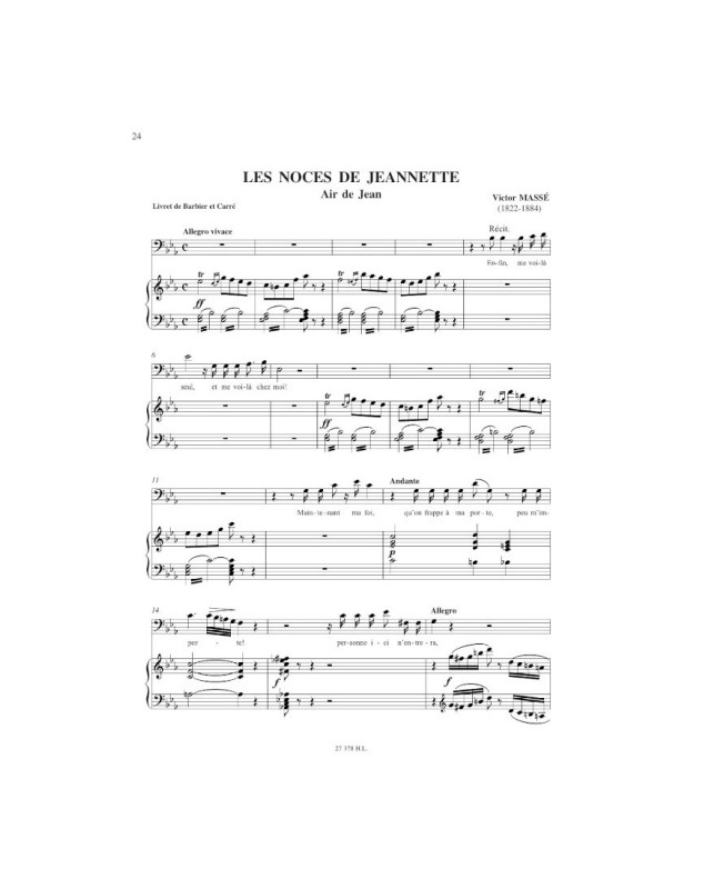 Airs d'opérettes - Baryton et Piano - Editions Henry Lemoine