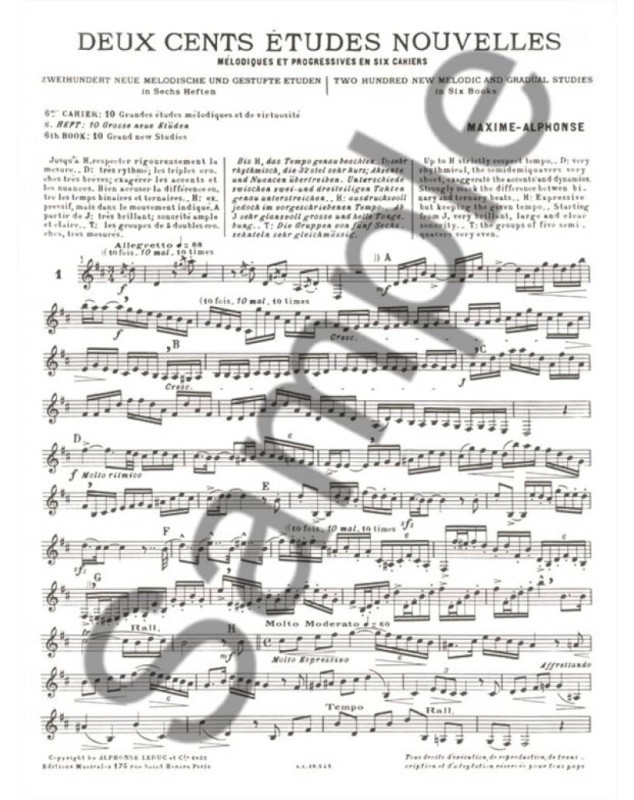 Maxime-Alphonse : 200 Études Nouvelles Mélodiques et Progressives Vol. 6