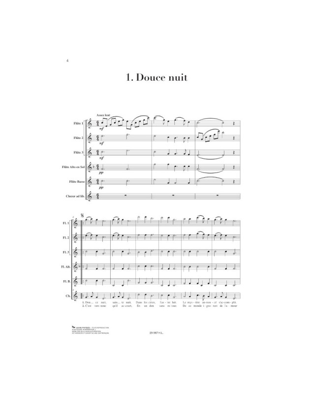 Catherine Baert : 3 Noëls pour Ensemble de flûtes avec chant ad Lib.