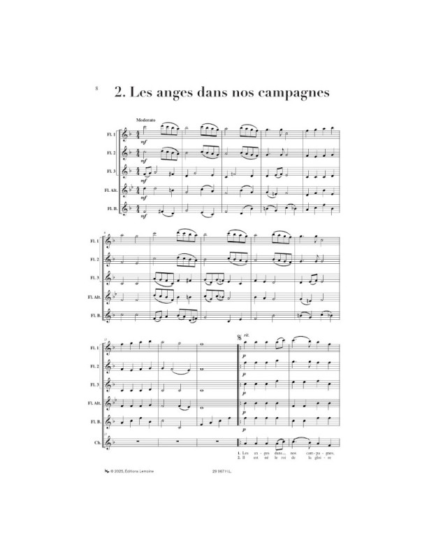 Catherine Baert : 3 Noëls pour Ensemble de flûtes avec chant ad Lib.