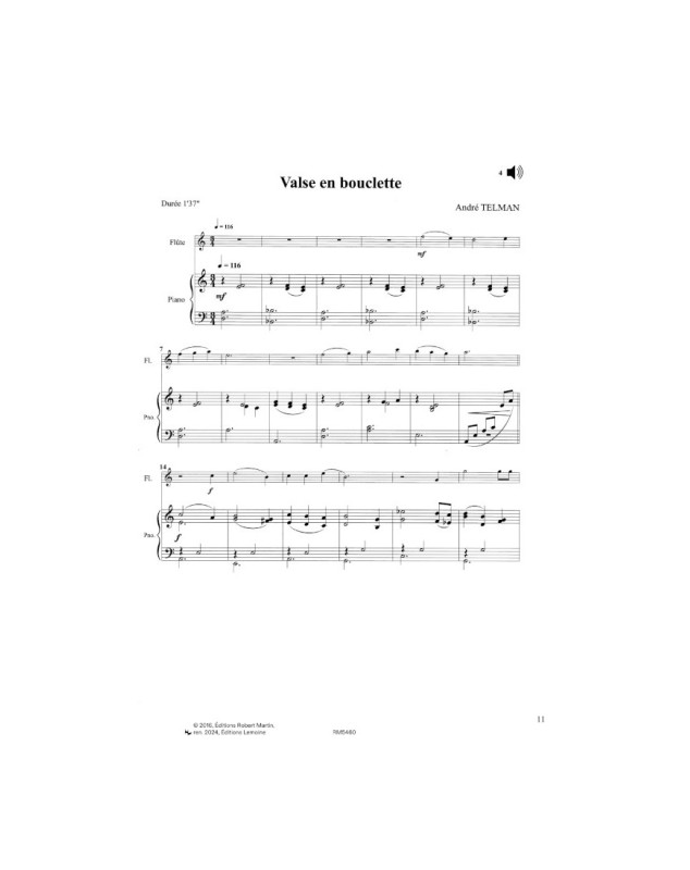 Annick Sarrien-Perrier : Le Nouveau Petit Flûté Vol.11 - Piano inclus
