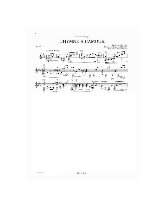 Roland Dyens : Chansons Françaises Vol. 1 - Pour Guitare