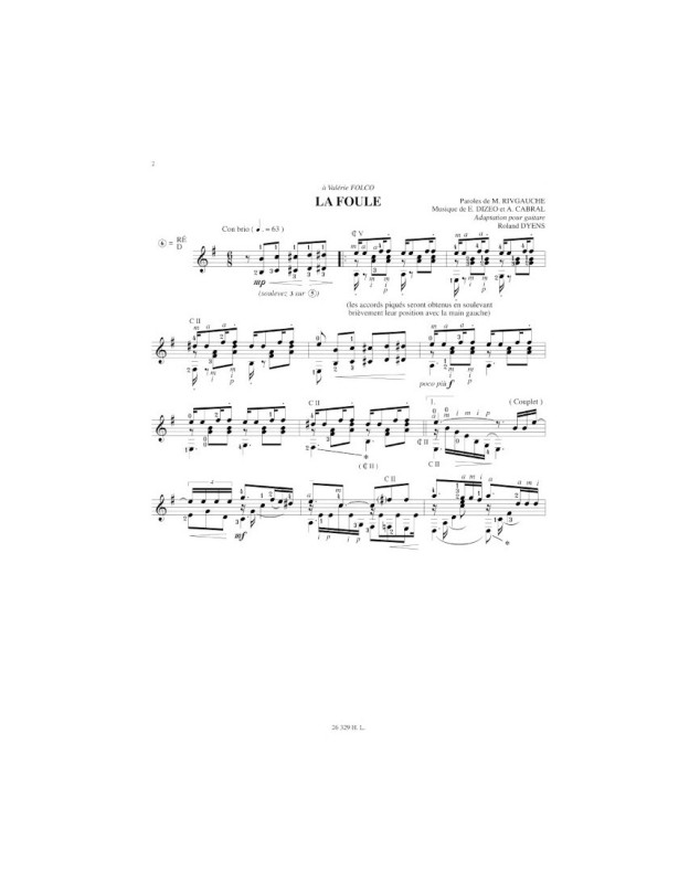 Roland Dyens : Chansons françaises Vol.2 - Pour Guitare