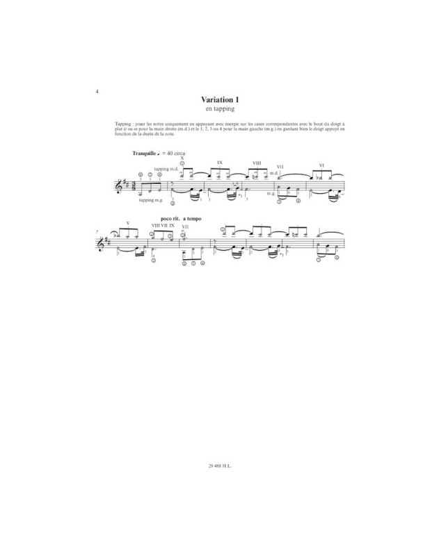 Francis Kleynjans : Six (6) Variations Caractéristiques - Guitare