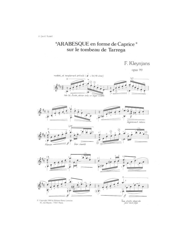 Francis Kleynjans : Arabesque en forme de caprice