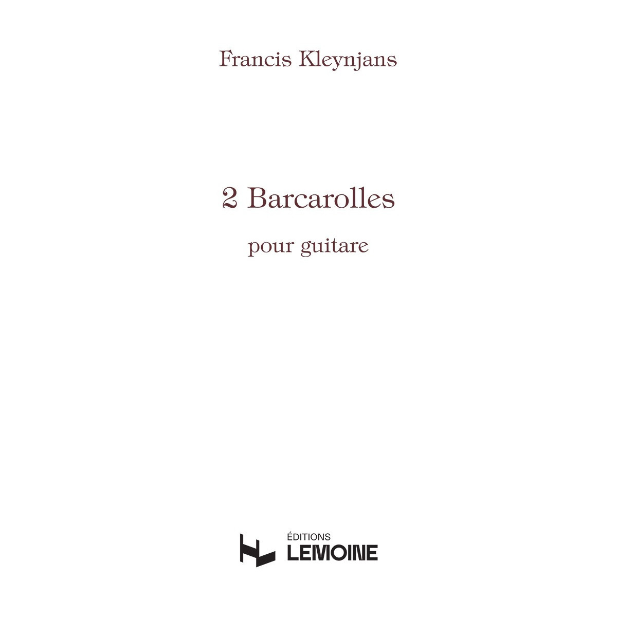 Francis Kleynjans : Deux (2) Barcarolles