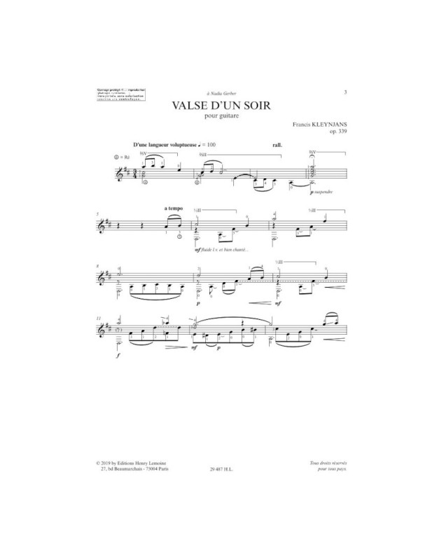 Francis Kleynjans : Valse d'un soir - Côte à côte
