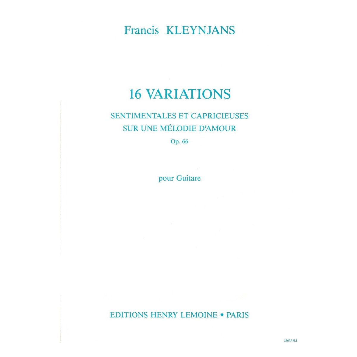 Francis Kleynjans : Variations sentimentales et capricieuses Op.66