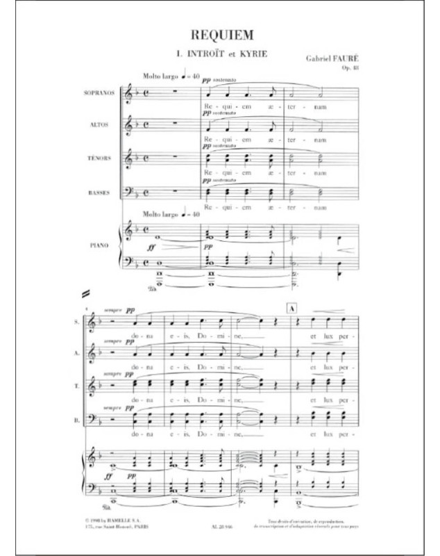 Gabriel Fauré - Requiem op. 48 - Version 1900 - Choeur Mixte SATB Piano
